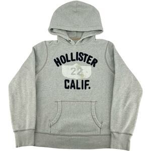 VTG y2k Men's Heathered Grey Hollister California Surf Beach Hoodie Sweatshirt~L